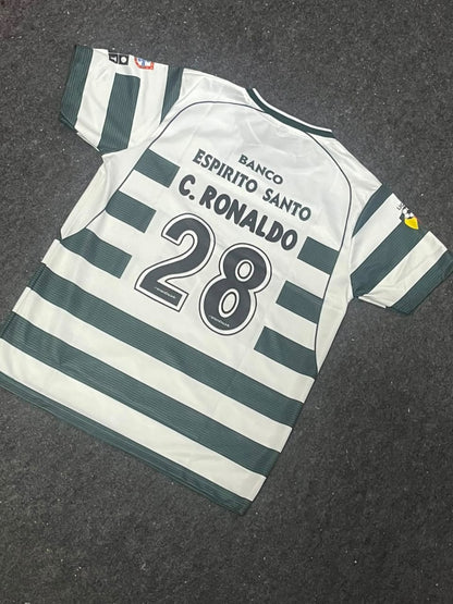 2002–03 Sporting CP (Sporting Lisbon) Home retro football jersey Number 28 C.Ronaldo